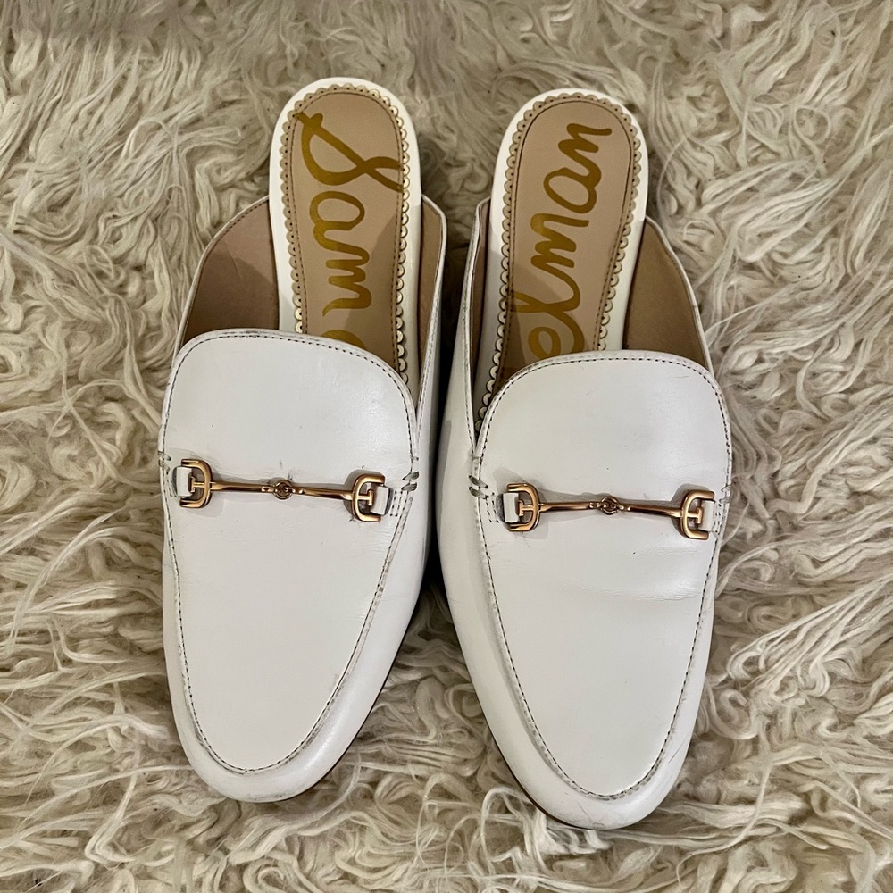 SAM EDELMAN Linnie Bit Mules Shoes in White